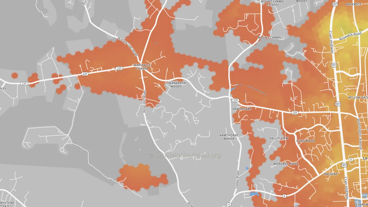 Bike Grade map of Marshalls Corner, MD