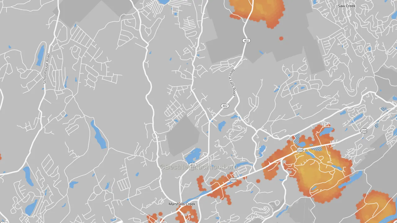Bike Grade map of Marshalls Creek, PA
