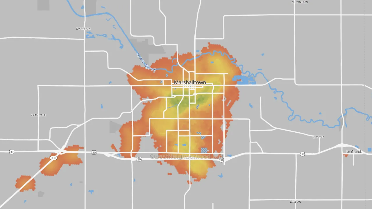 Bike Grade map of Marshalltown, IA