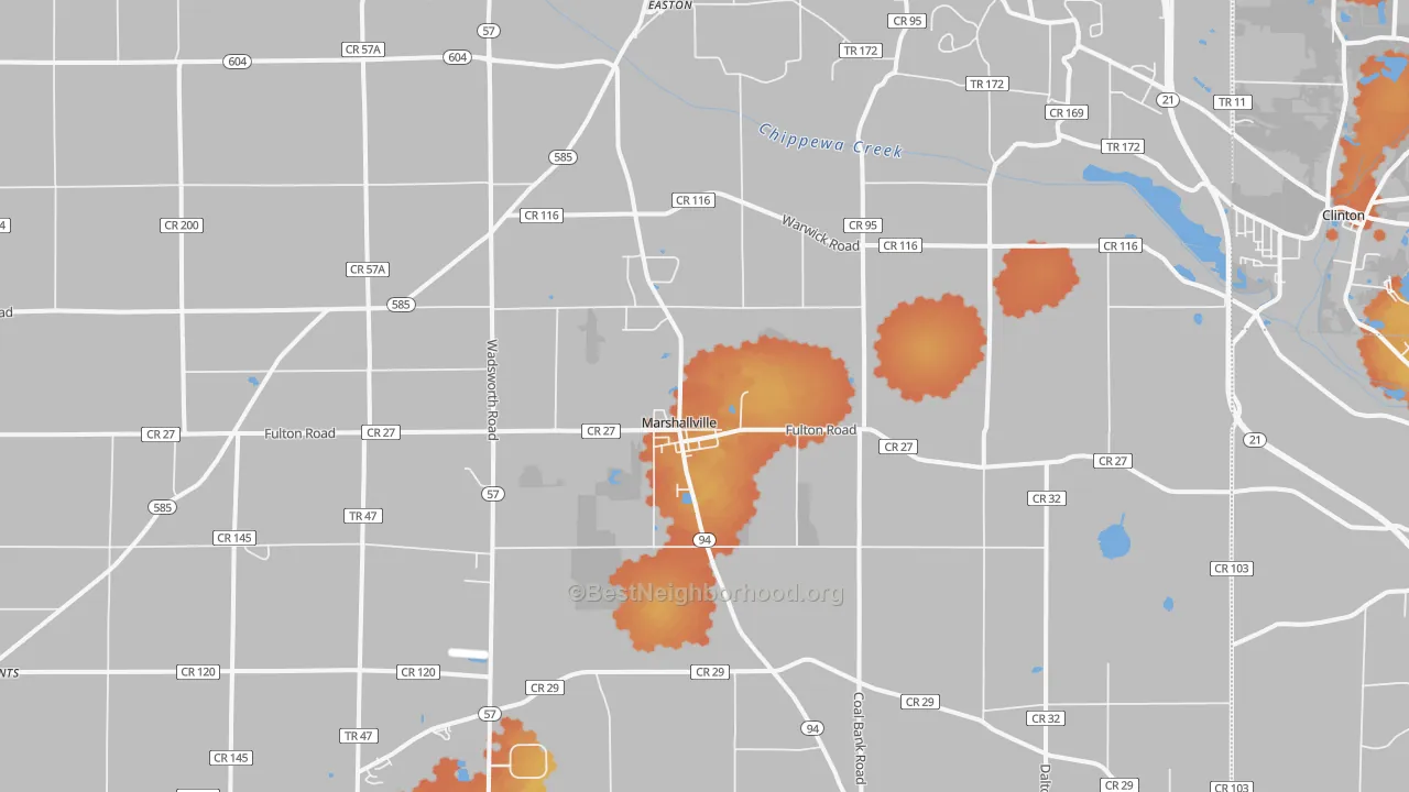 Bike Grade map of Marshallville, OH