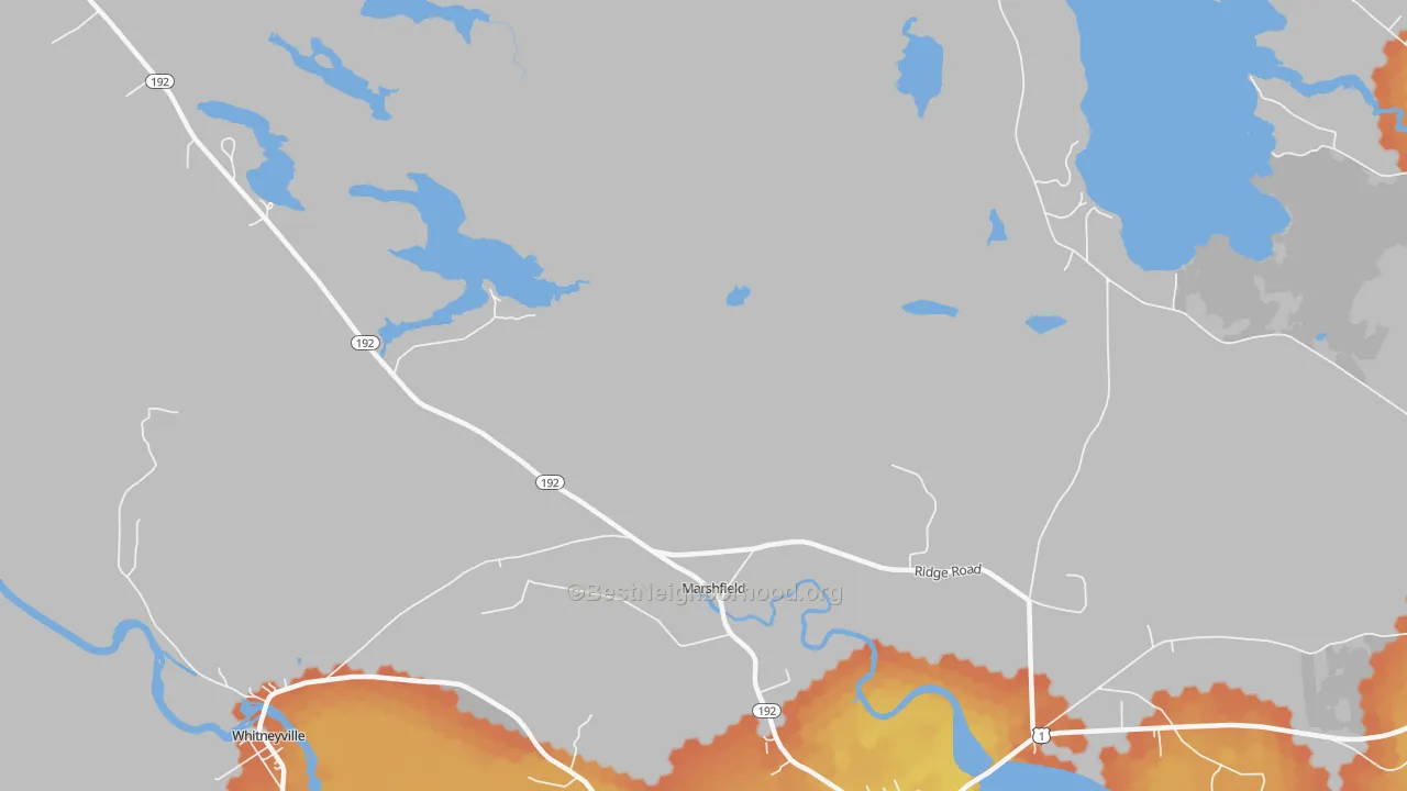 Bike Grade map of Marshfield, ME