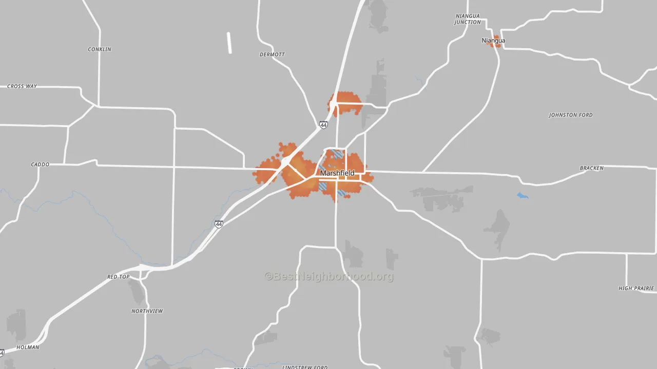 Bike Grade map of Marshfield, MO