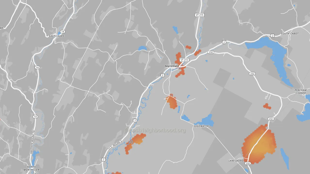 Bike Grade map of Marshfield, VT