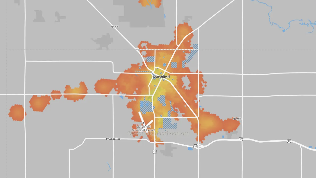 Bike Grade map of Marshfield, WI