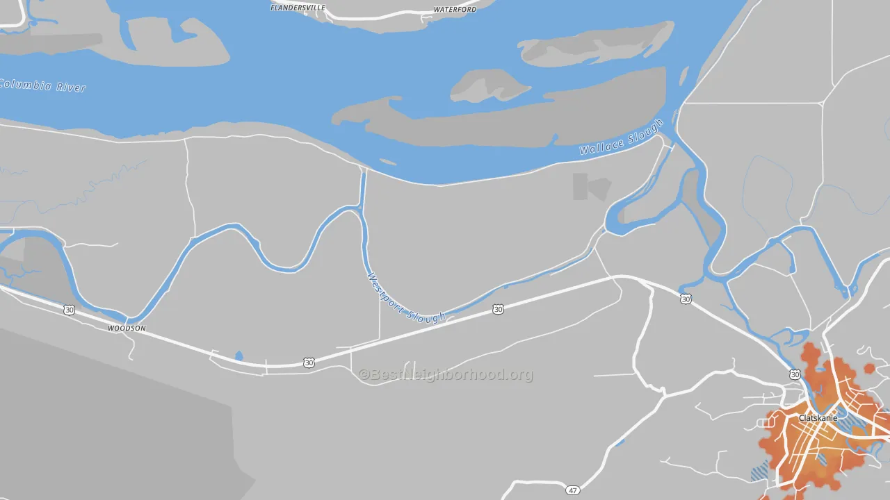 Bike Grade map of Marshland, OR