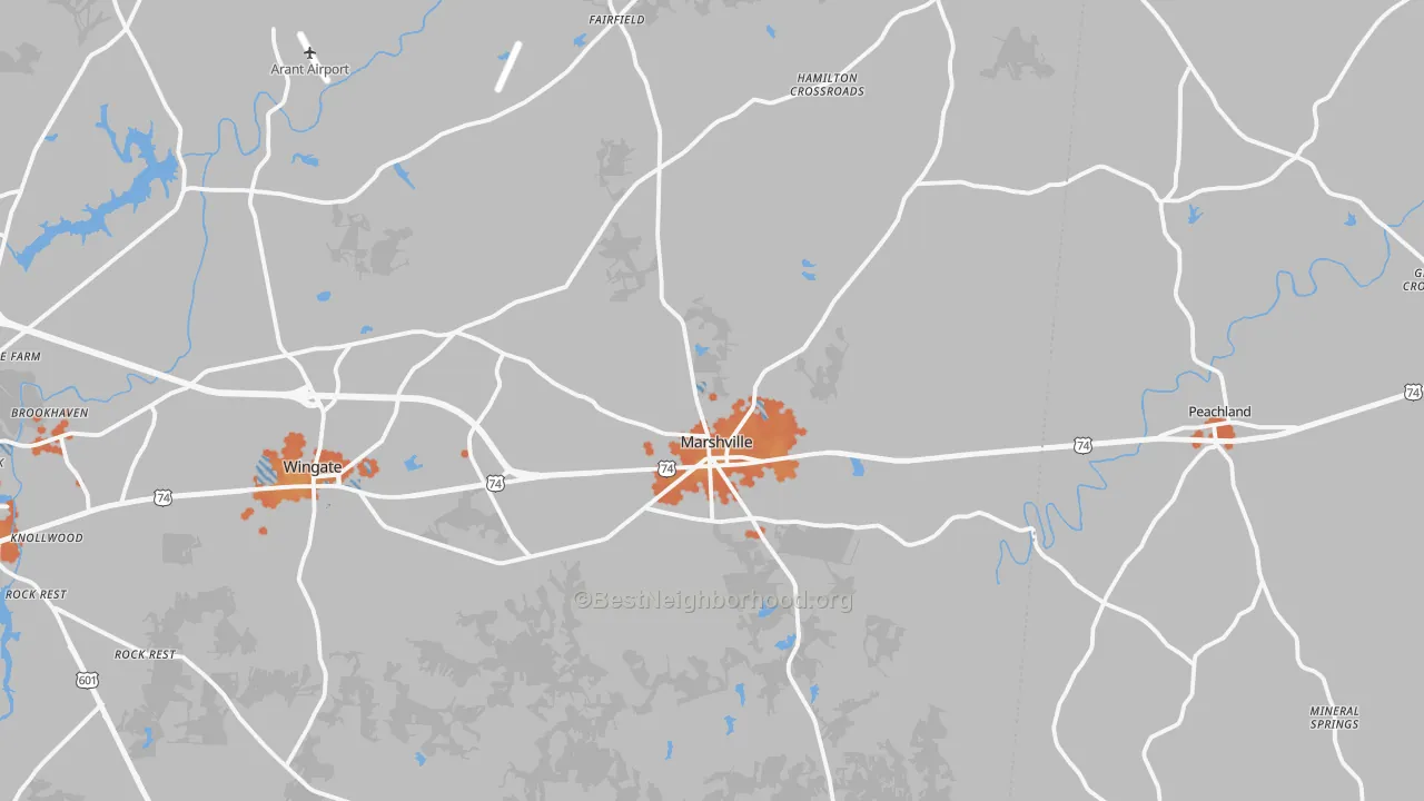 Bike Grade map of Marshville, NC
