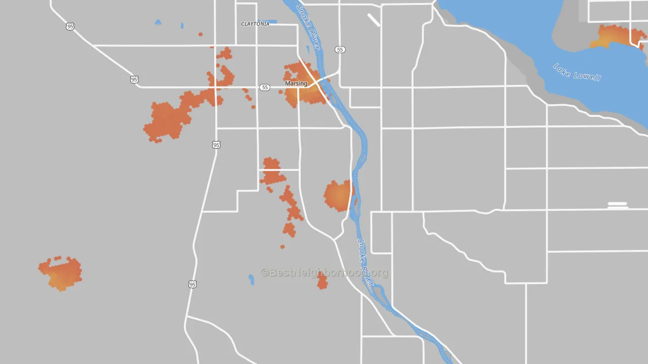Bike Grade map of Marsing, ID