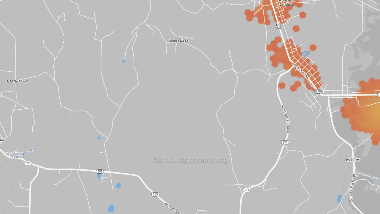 Bike Grade map of Marsteller, PA
