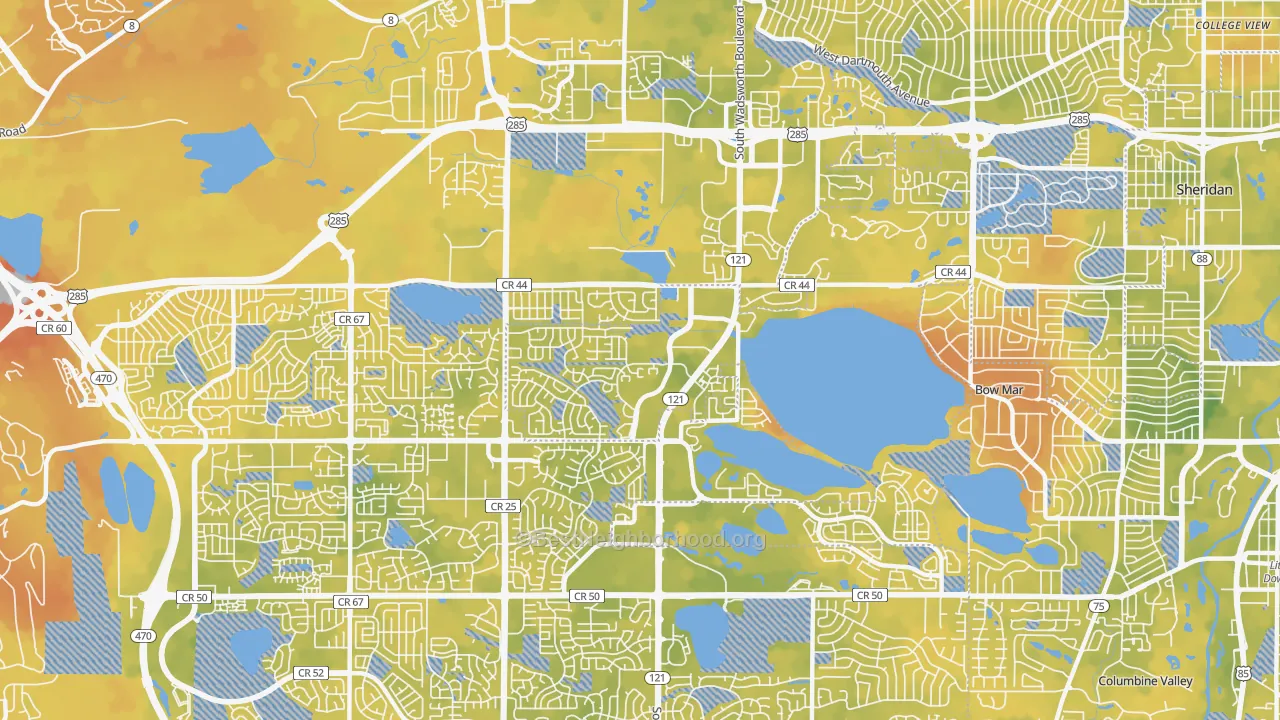 Bike Grade map of Marston, Littleton, CO