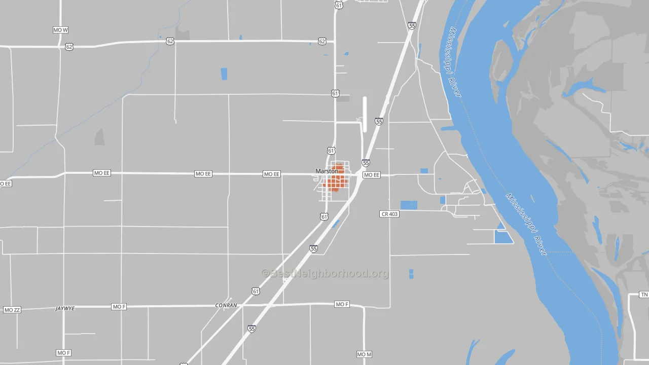 Bike Grade map of Marston, MO