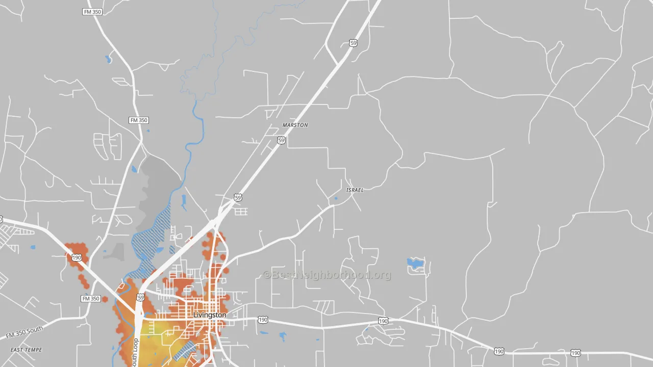 Bike Grade map of Marston, TX