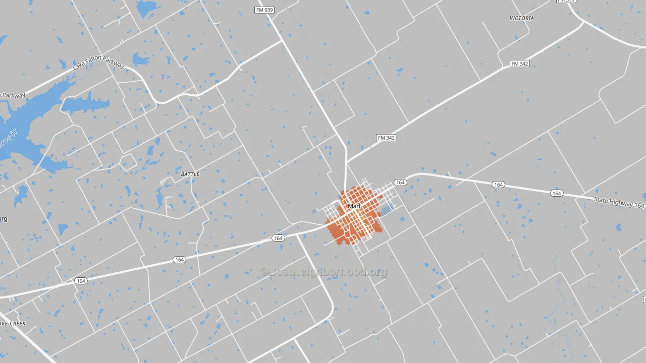 Bike Grade map of Mart, TX