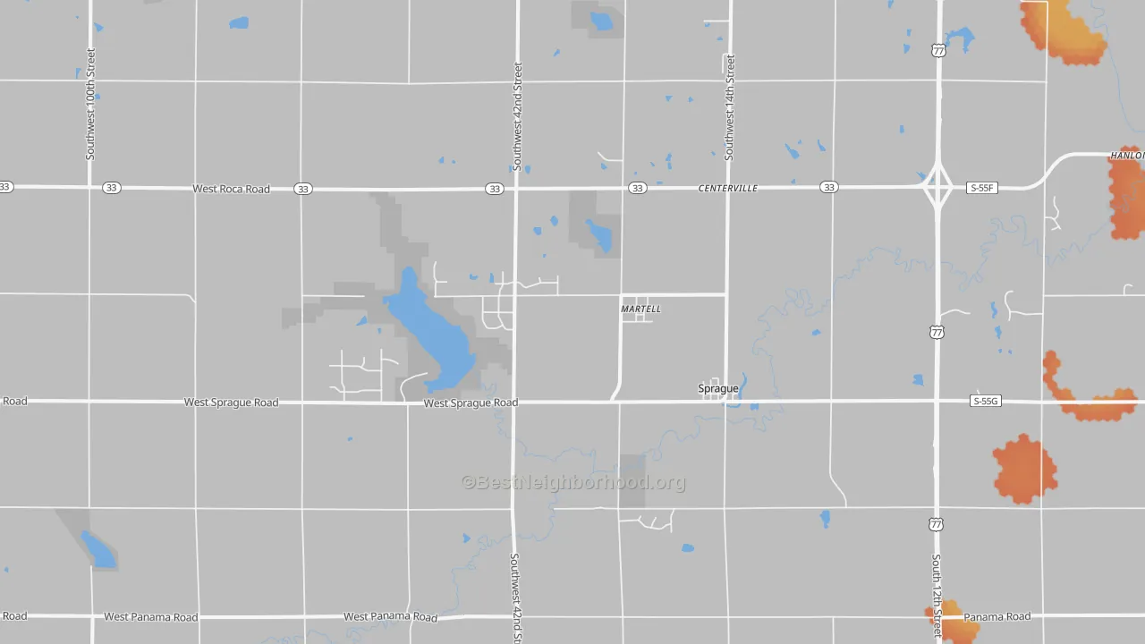 Bike Grade map of Martell, NE
