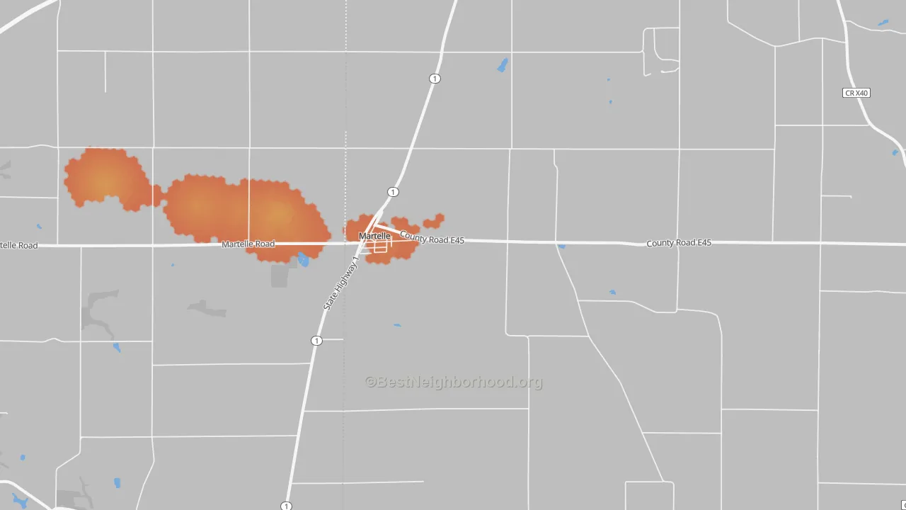 Bike Grade map of Martelle, IA