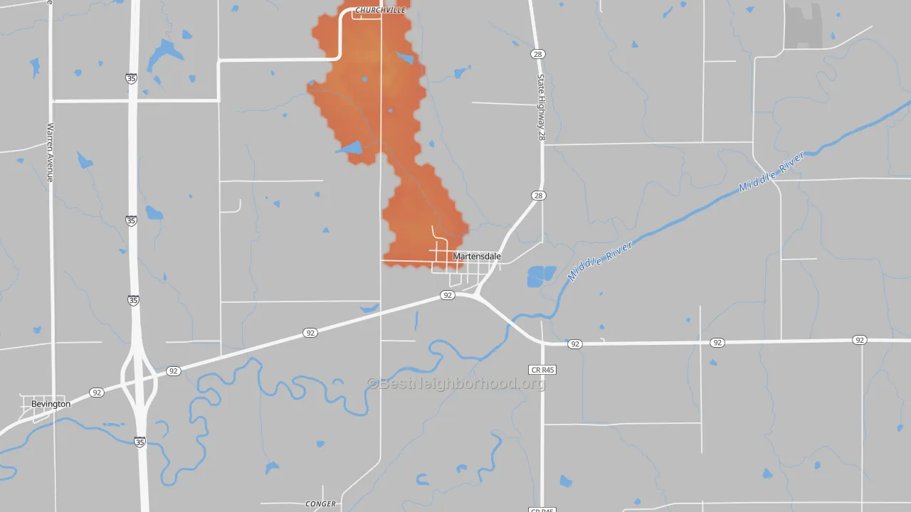 Bike Grade map of Martensdale, IA