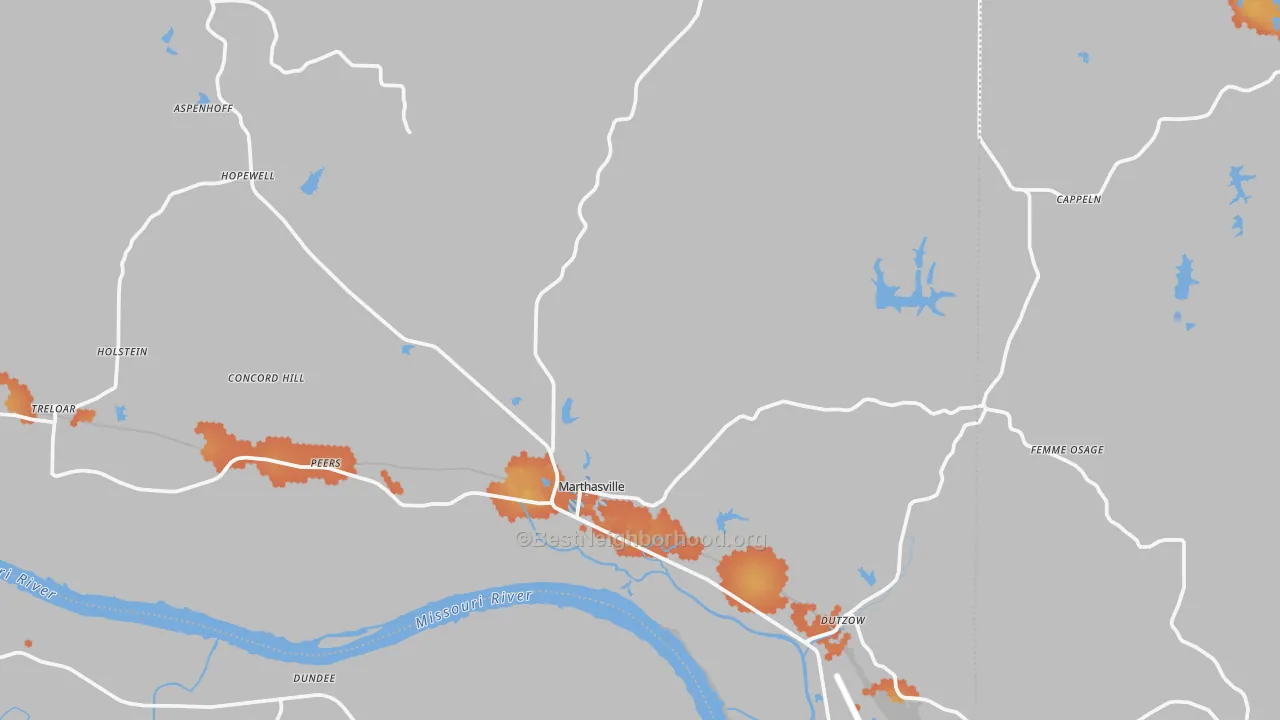 Bike Grade map of Marthasville, MO