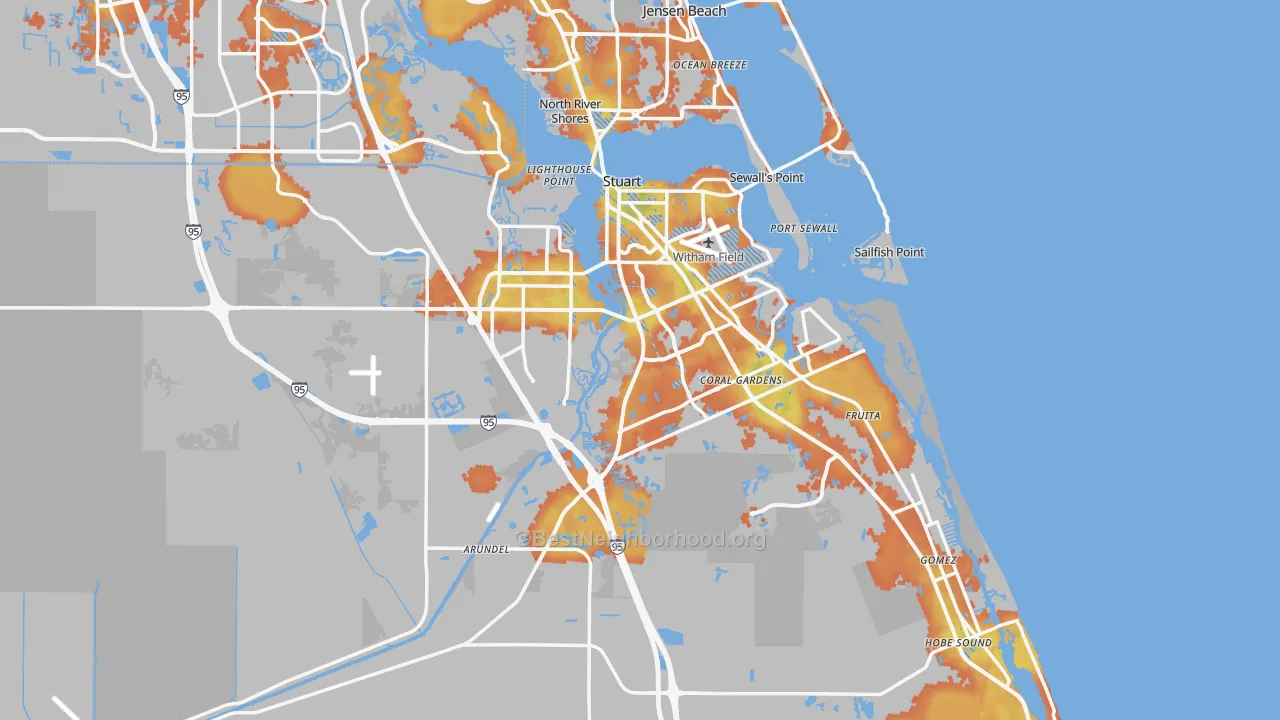 Bike Grade map of Martin County, FL