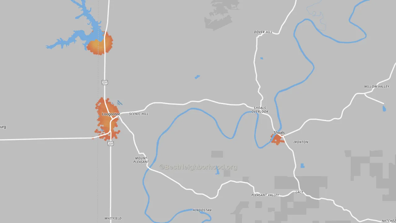 Bike Grade map of Martin County, IN
