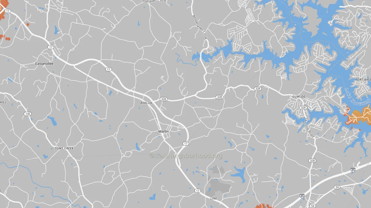 Bike Grade map of Martin, GA