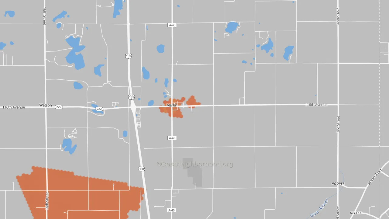 Bike Grade map of Martin, MI