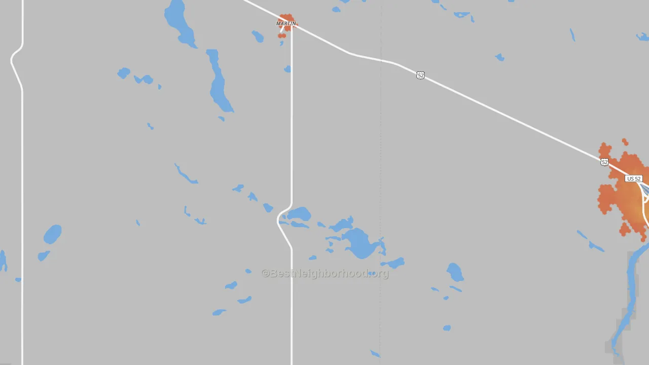 Bike Grade map of Martin, ND