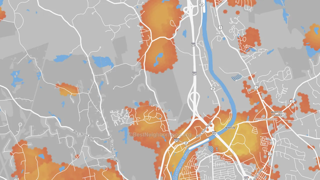 Bike Grade map of Martin, NH