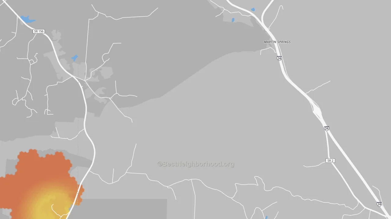 Bike Grade map of Martin Springs, TN