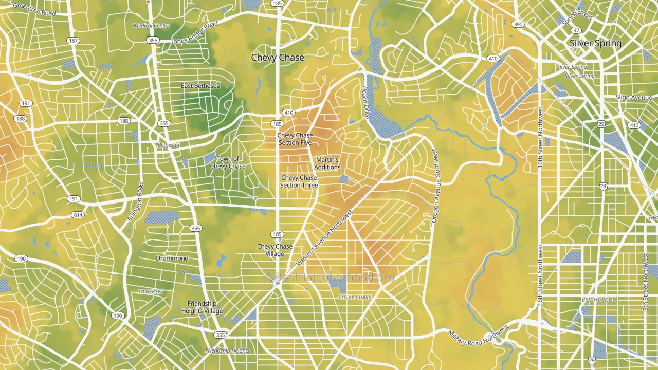 Bike Grade map of Martins Additions, MD