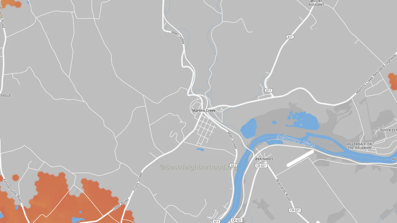 Bike Grade map of Martins Creek, PA