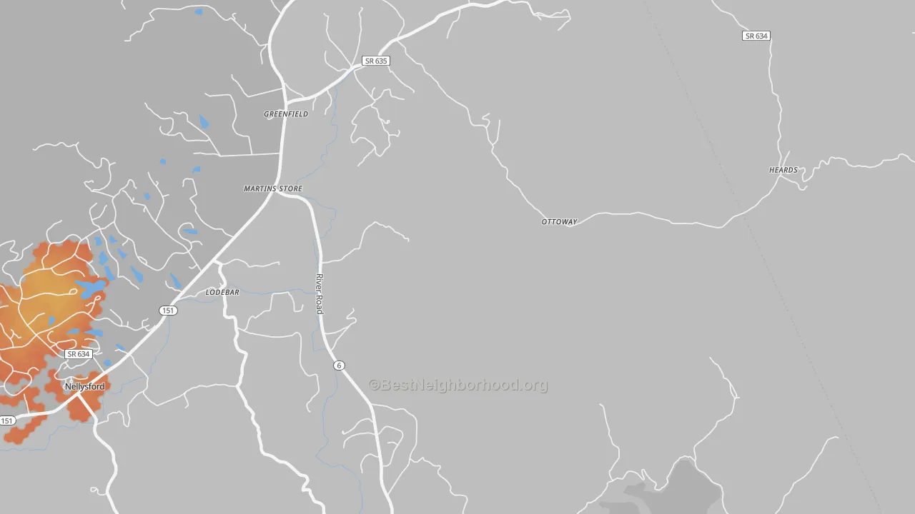 Bike Grade map of Martins Store, VA