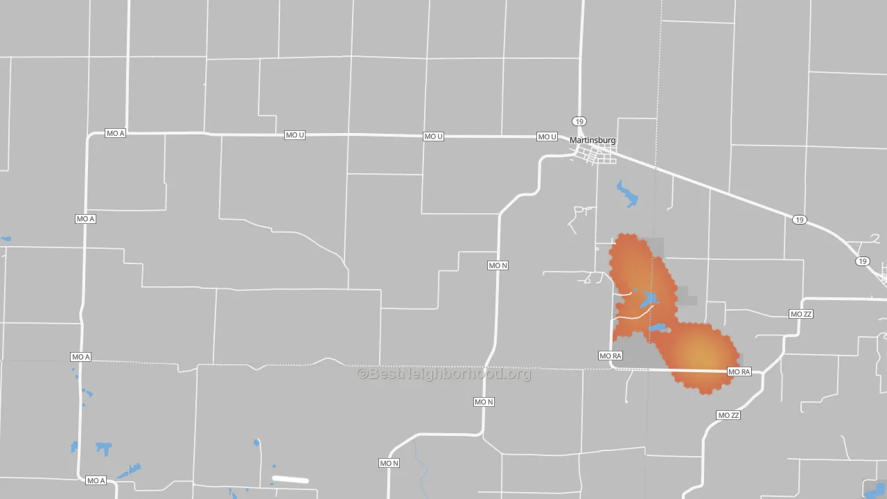 Bike Grade map of Martinsburg, MO