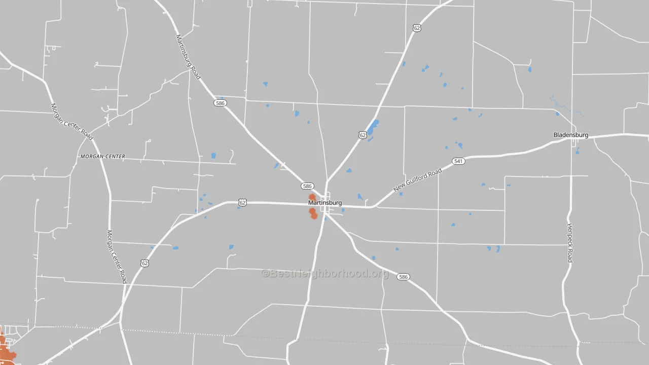 Bike Grade map of Martinsburg, OH