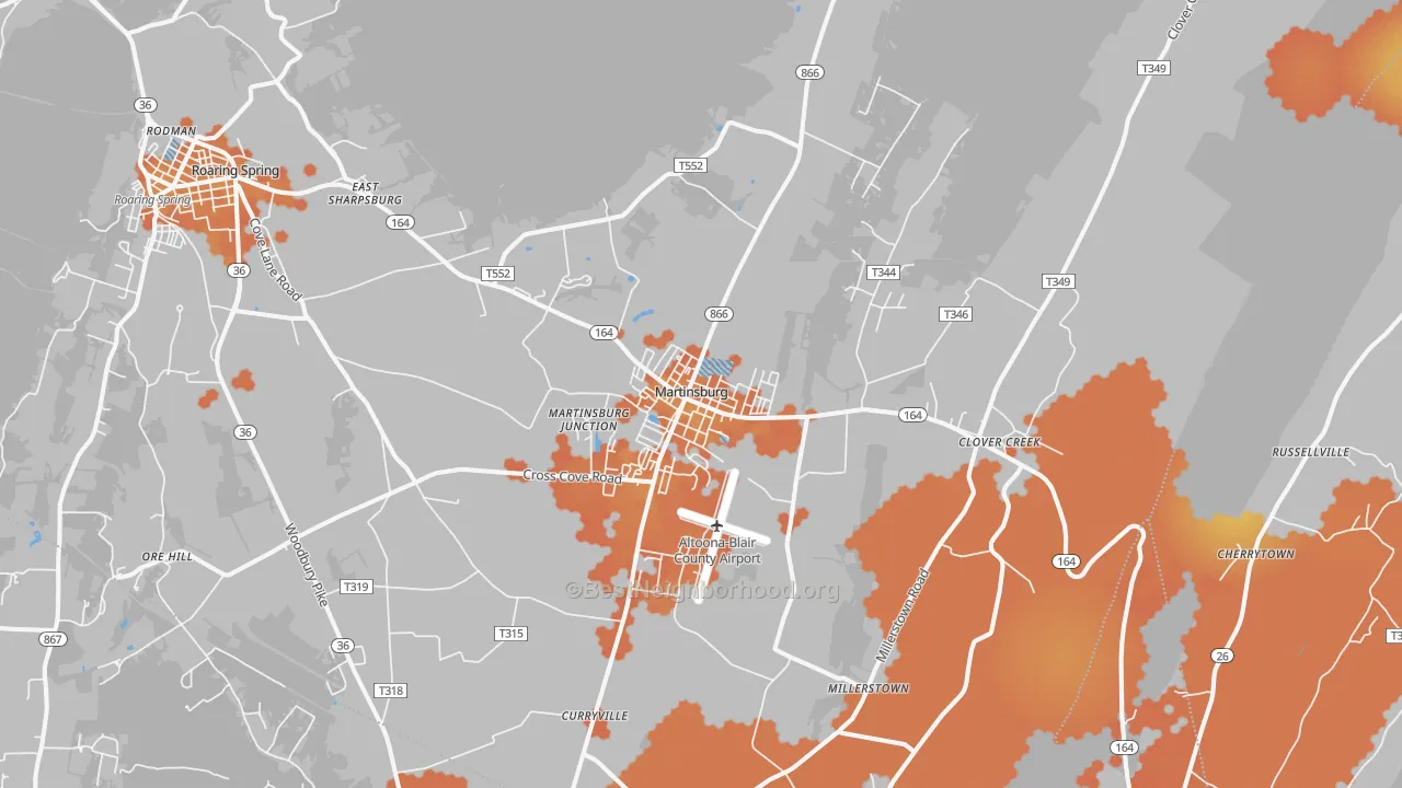 Bike Grade map of Martinsburg, PA