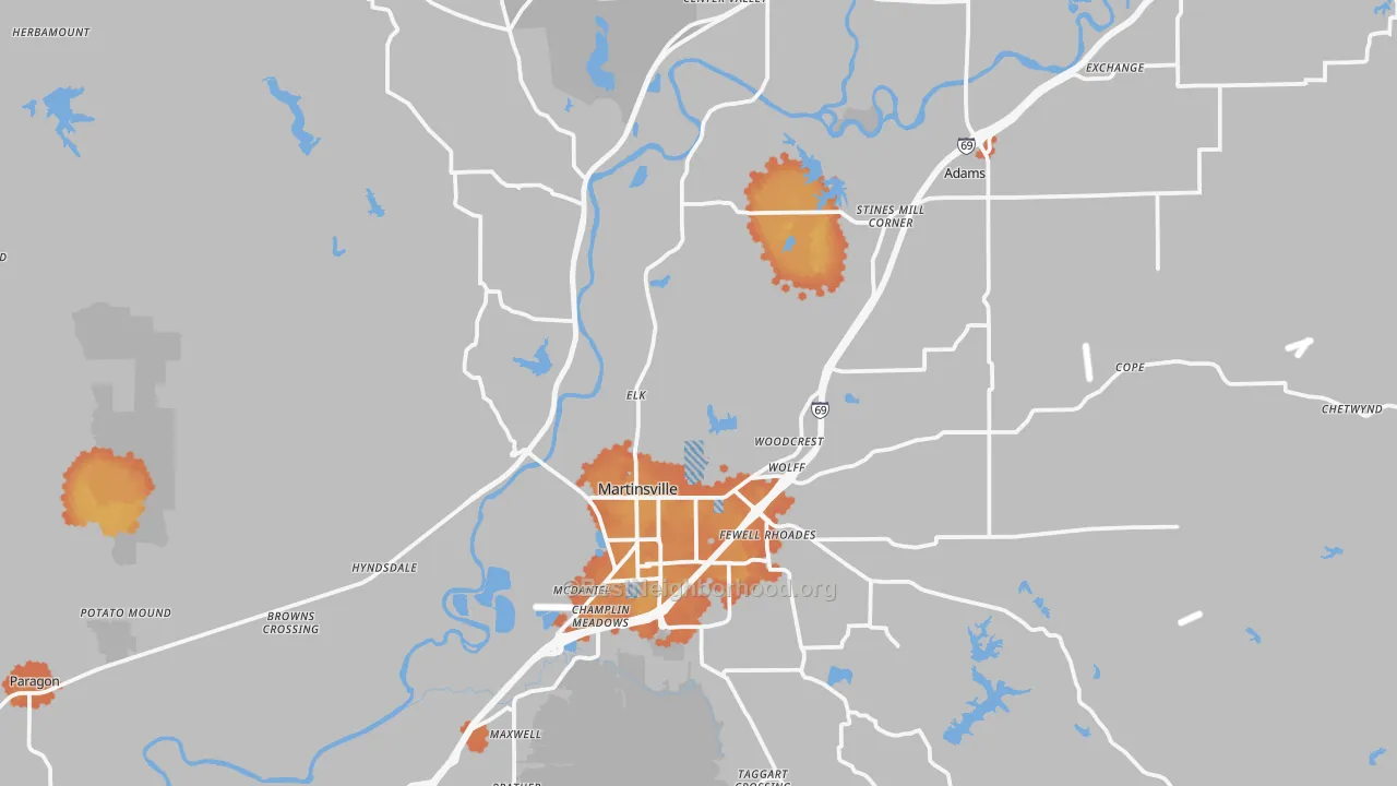 Bike Grade map of Martinsville, IN
