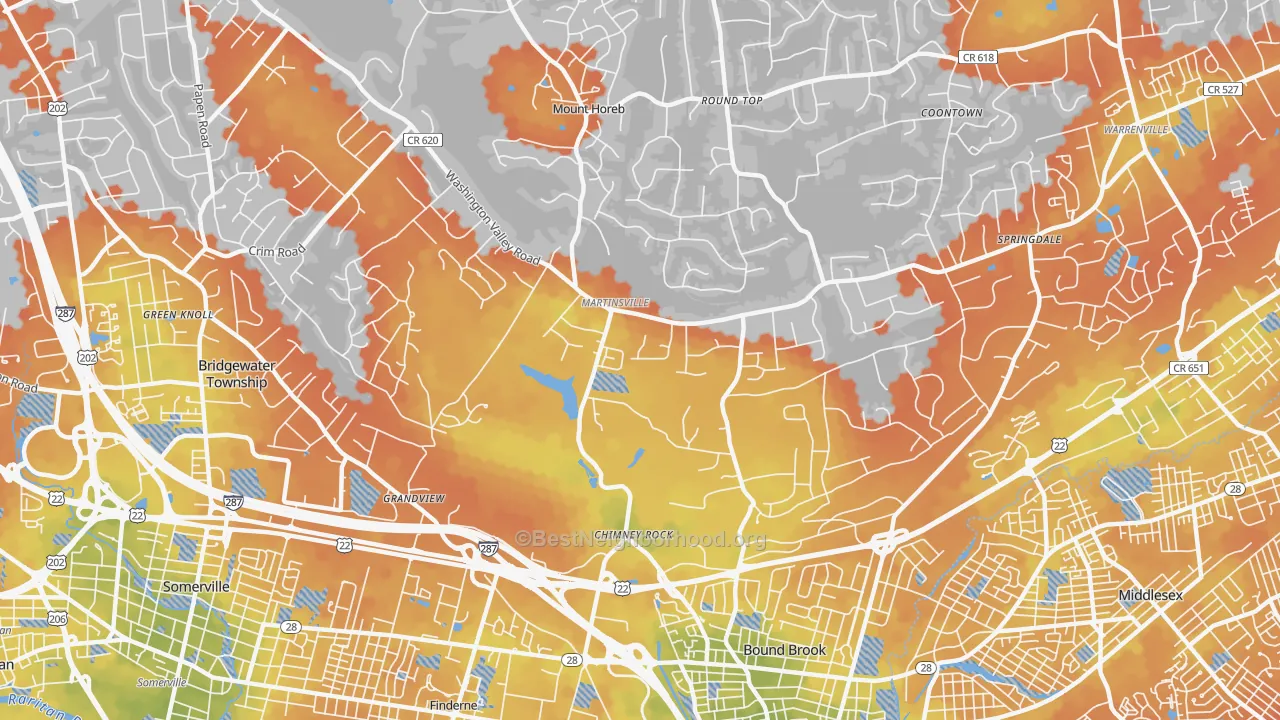 Bike Grade map of Martinsville, NJ