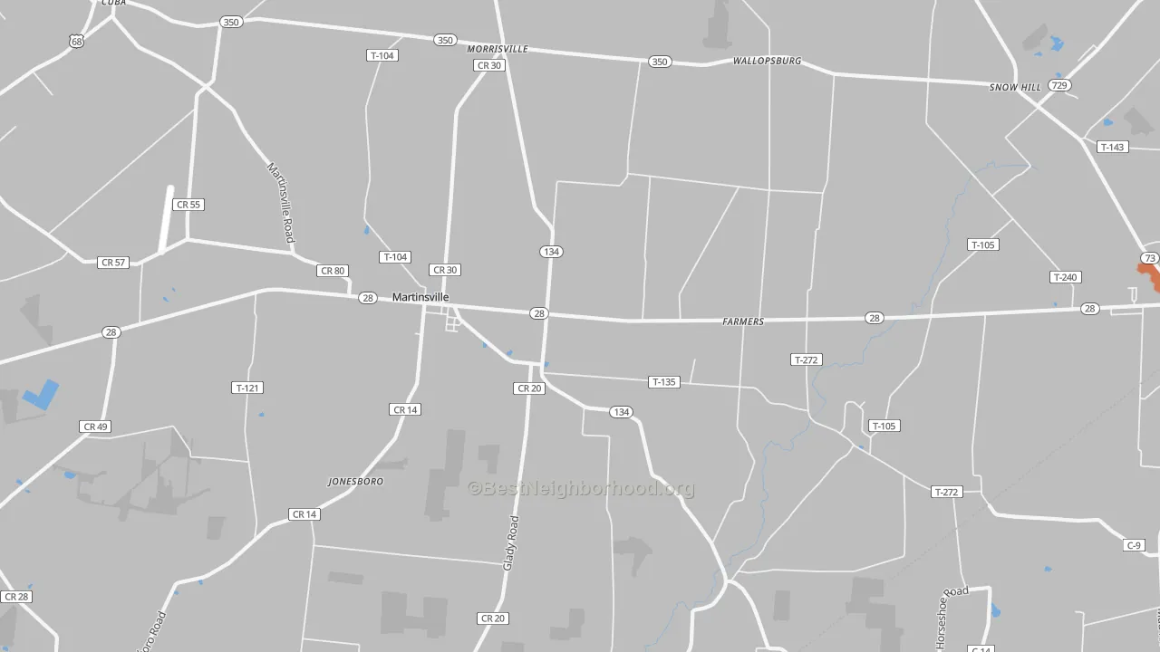 Bike Grade map of Martinsville, OH