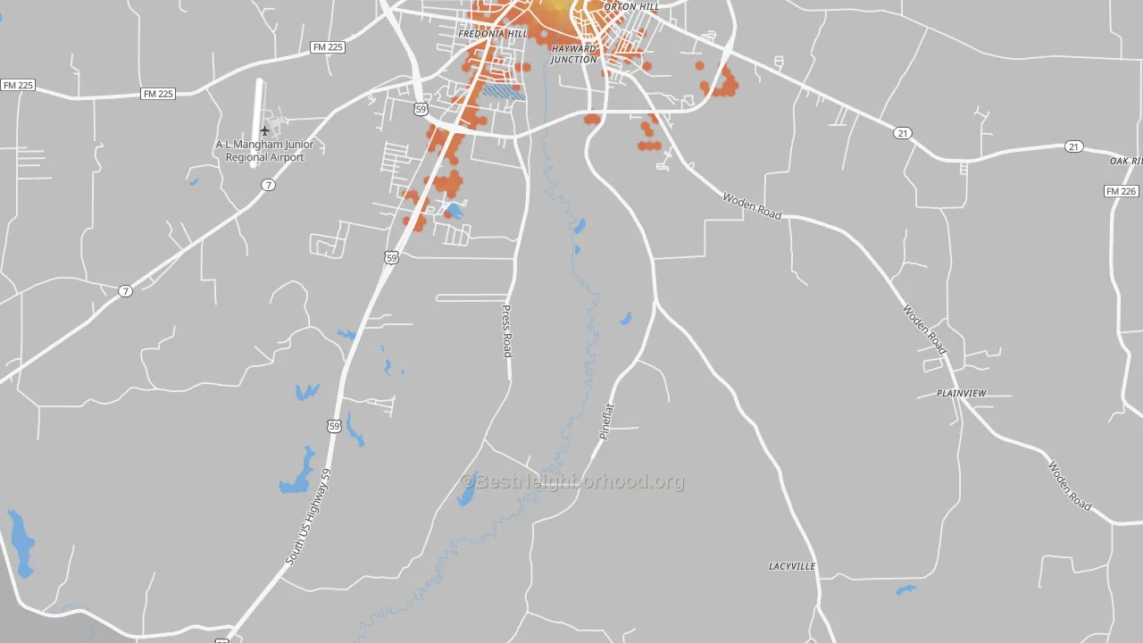 Bike Grade map of Martinsville, TX