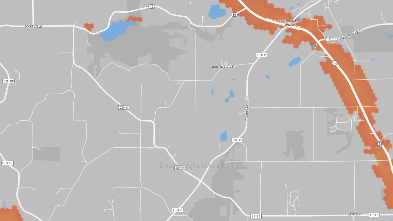 Bike Grade map of Martinsville, WI