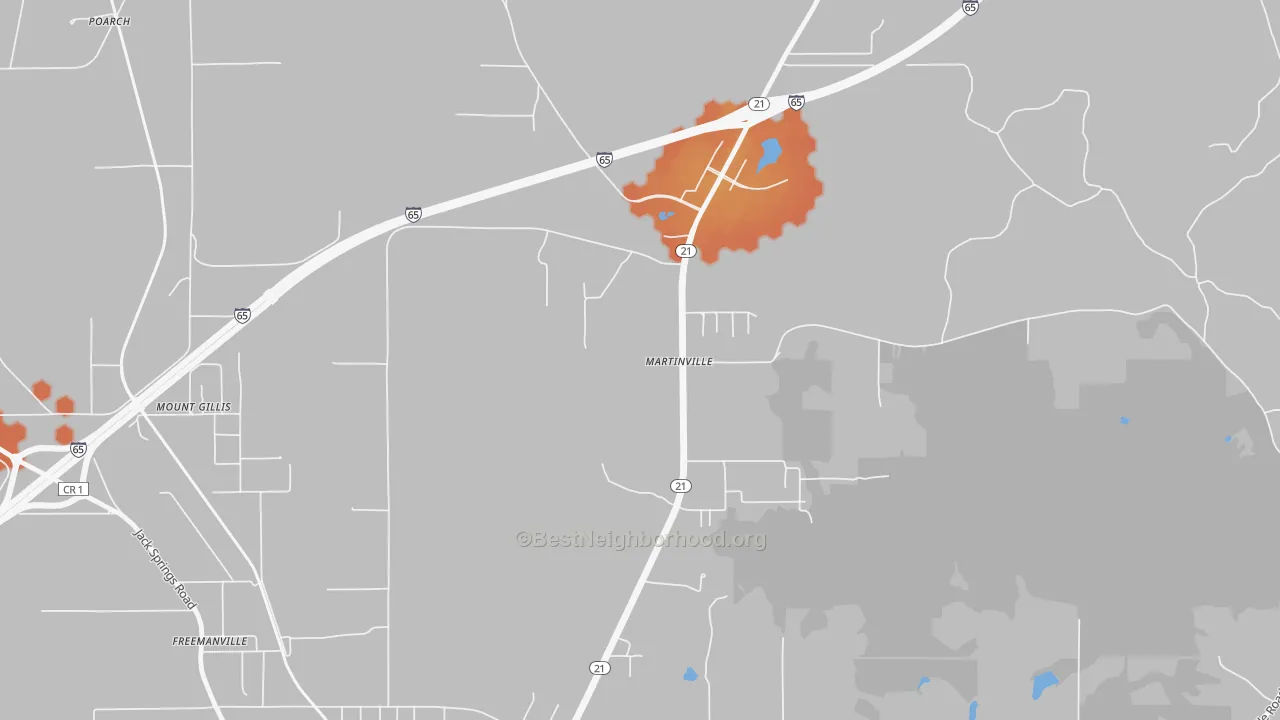 Bike Grade map of Martinville, AL