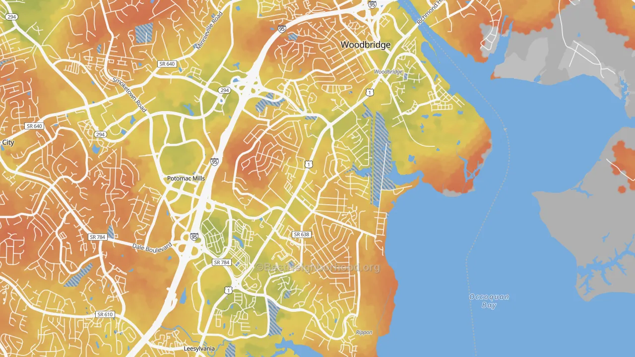 Bike Grade map of Marumsco, VA