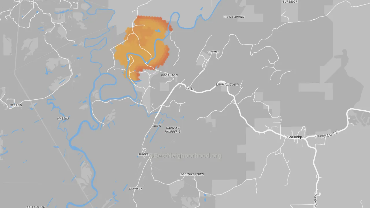 Bike Grade map of Marvel, AL
