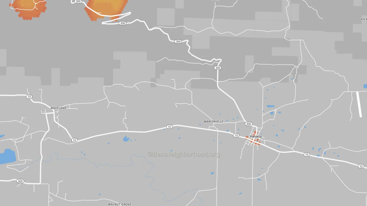 Bike Grade map of Marvinville, AR