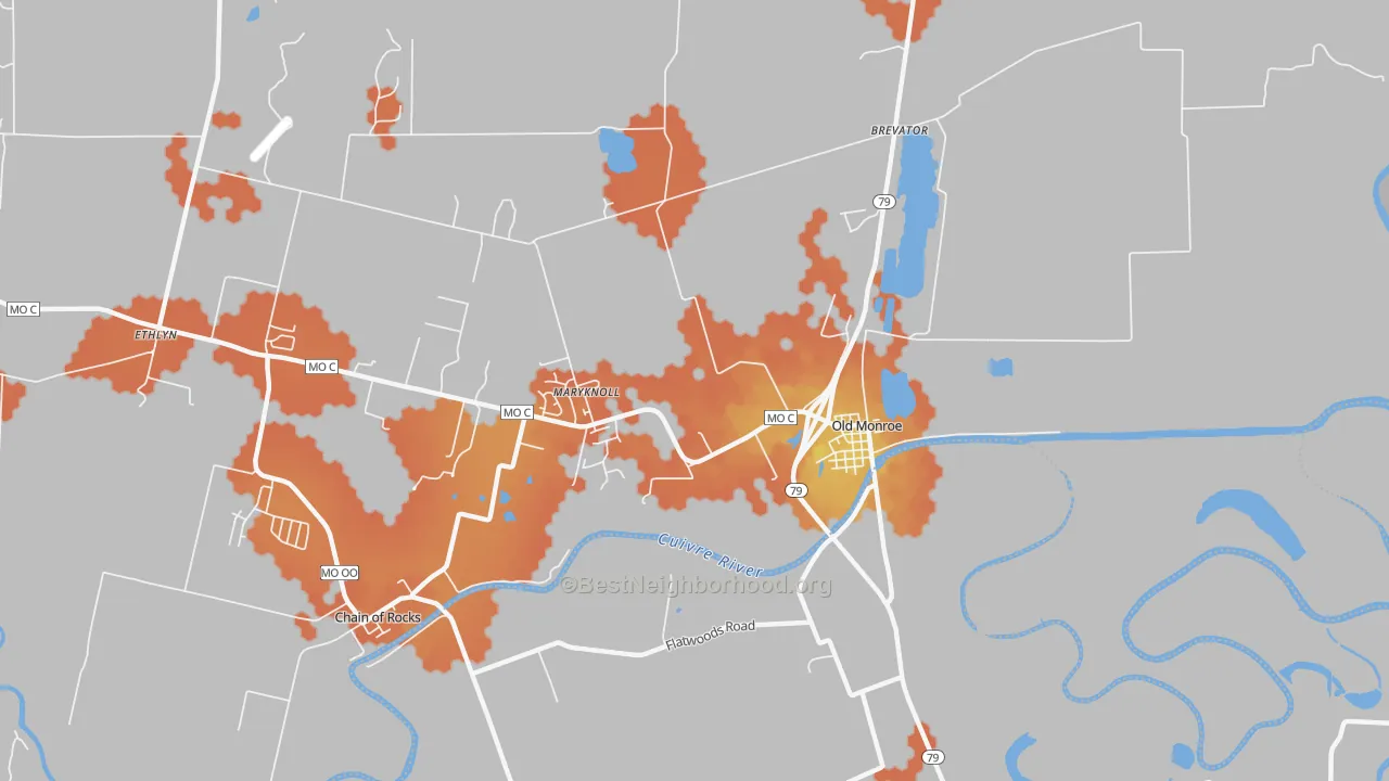 Bike Grade map of Maryknoll, MO