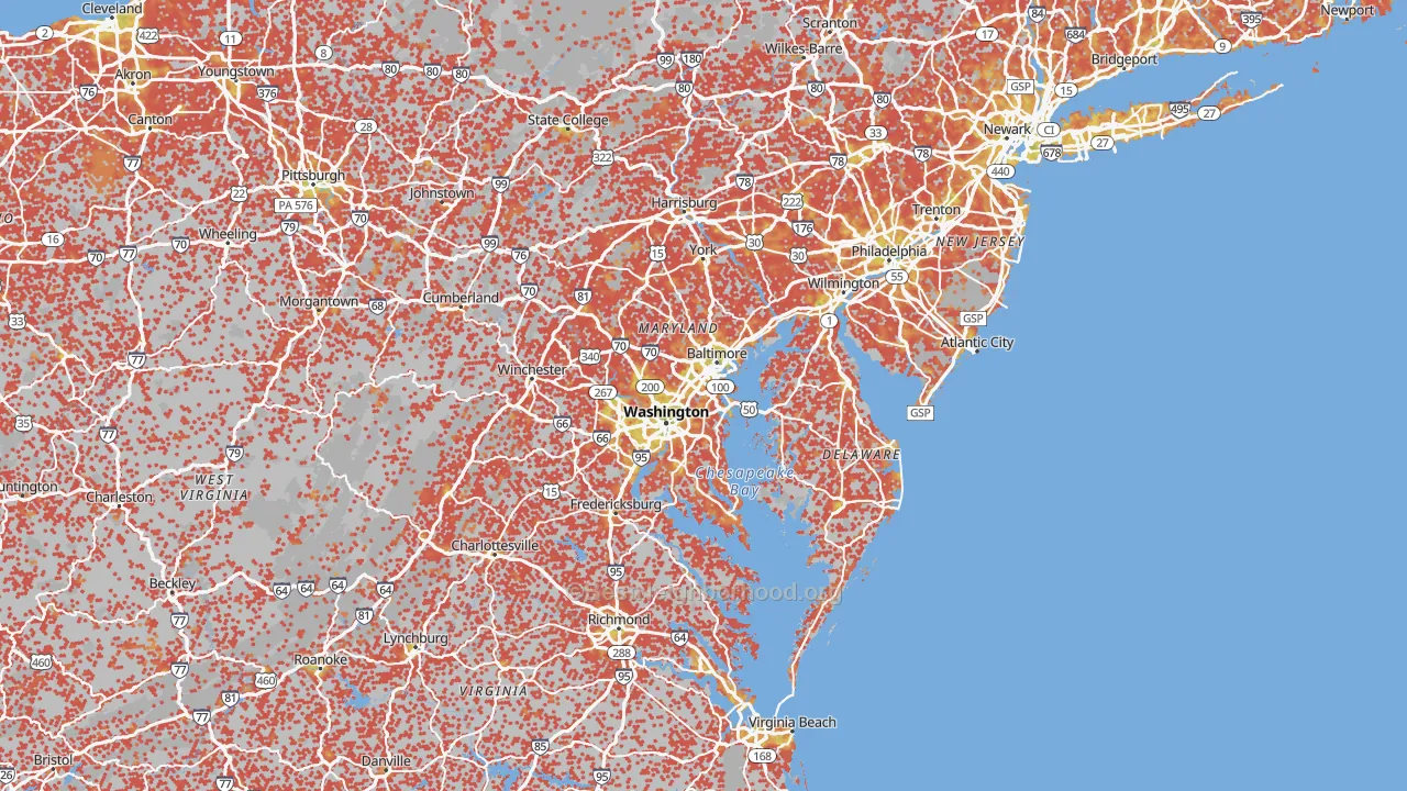 Bike Grade map of Maryland