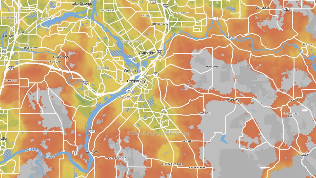 Bike Grade map of Marylhurst, OR