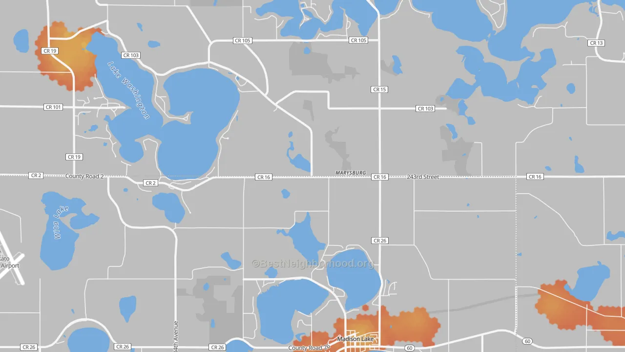 Bike Grade map of Marysburg, MN