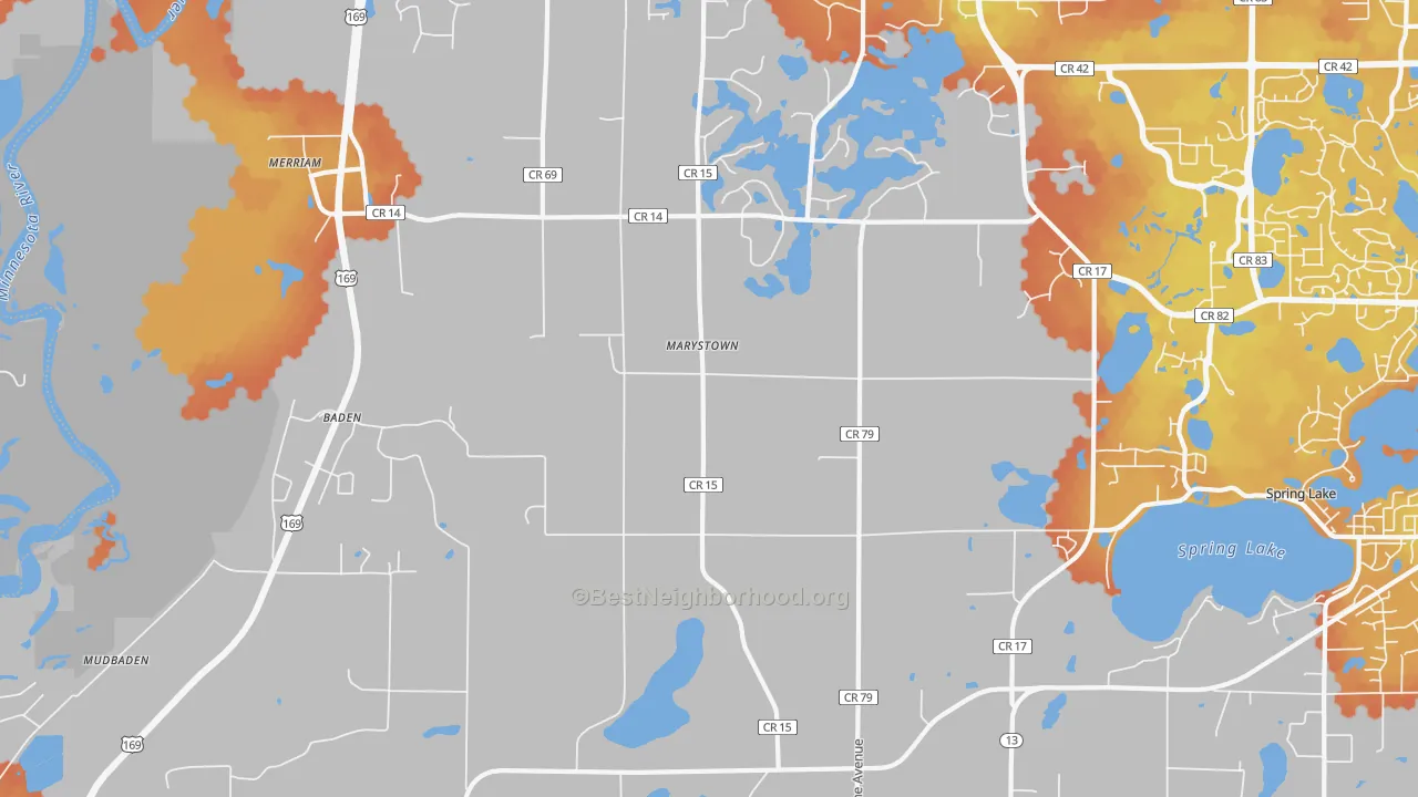 Bike Grade map of Marystown, MN