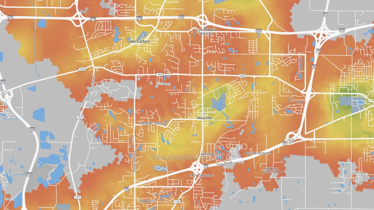 Bike Grade map of Maryville, IL