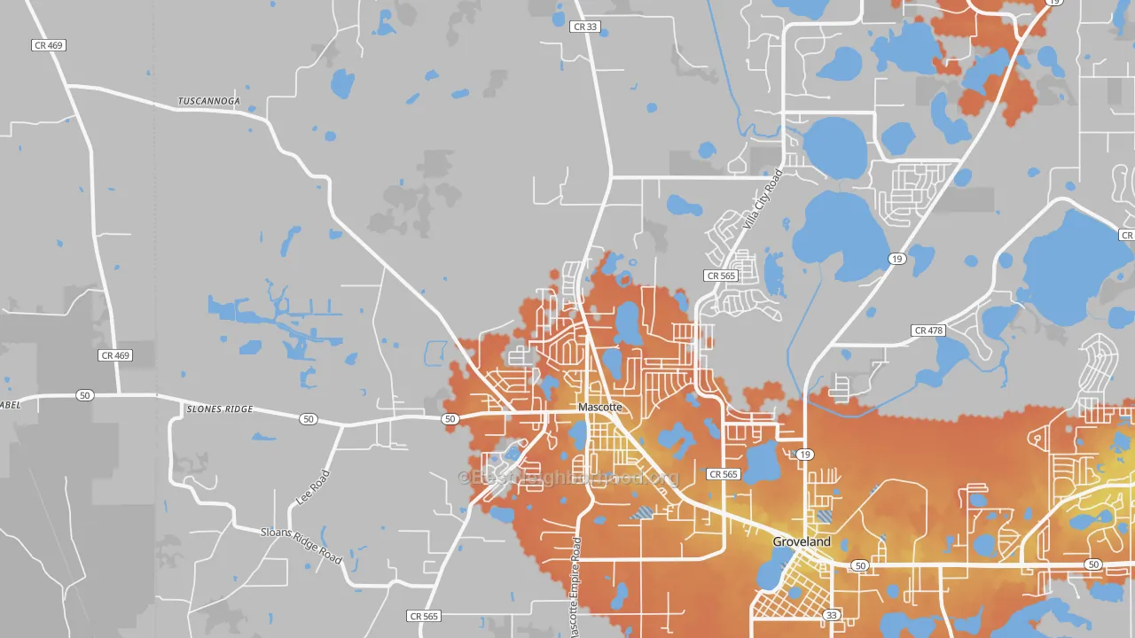 Bike Grade map of Mascotte, FL