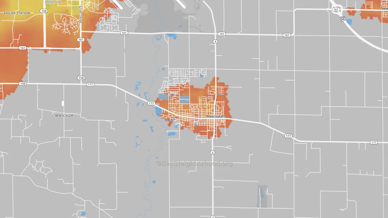 Bike Grade map of Mascoutah, IL